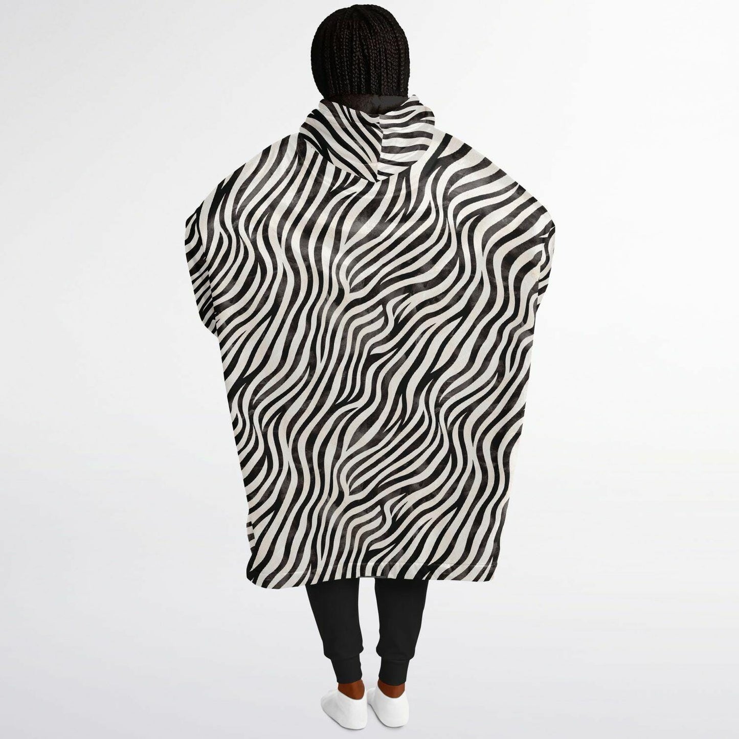 Unisex Cute y2k Zebra Print Snug Hoodie,Printed Hooded Blanket with Sleeves,Lounge Wear,All Over Print Hoodie, Birthday Gift,Christmas Gifts