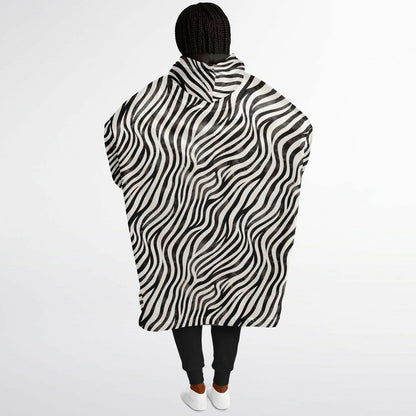 Unisex Cute y2k Zebra Print Snug Hoodie,Printed Hooded Blanket with Sleeves,Lounge Wear,All Over Print Hoodie, Birthday Gift,Christmas Gifts