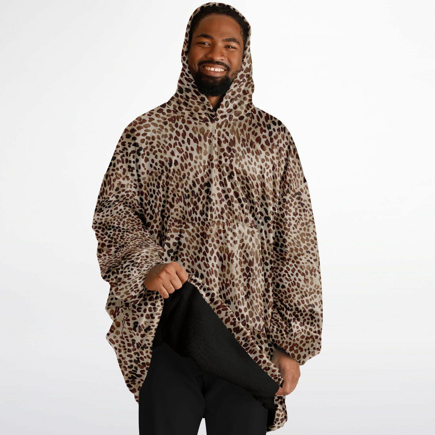 Unisex Cute Leopard Print Snug Hoodie,Printed Hooded Blanket with Sleeves, Lounge Wear, All Over Print Hoodie, Birthday Gift,Christmas Gifts