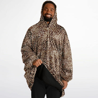 Unisex Cute Leopard Print Snug Hoodie,Printed Hooded Blanket with Sleeves, Lounge Wear, All Over Print Hoodie, Birthday Gift,Christmas Gifts