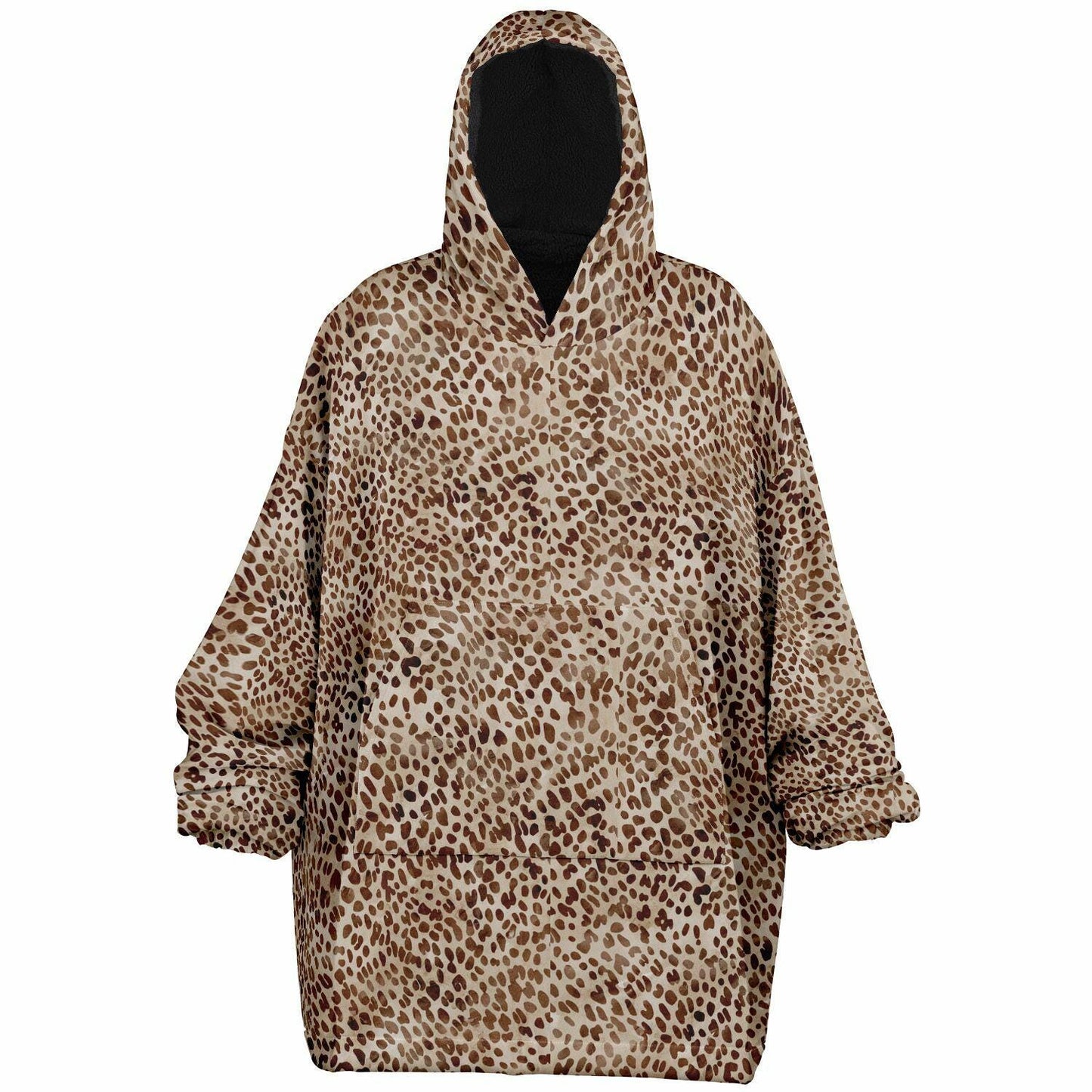 Unisex Cute Leopard Print Snug Hoodie,Printed Hooded Blanket with Sleeves, Lounge Wear, All Over Print Hoodie, Birthday Gift,Christmas Gifts