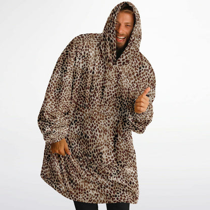 Unisex Cute Leopard Print Snug Hoodie,Printed Hooded Blanket with Sleeves, Lounge Wear, All Over Print Hoodie, Birthday Gift,Christmas Gifts