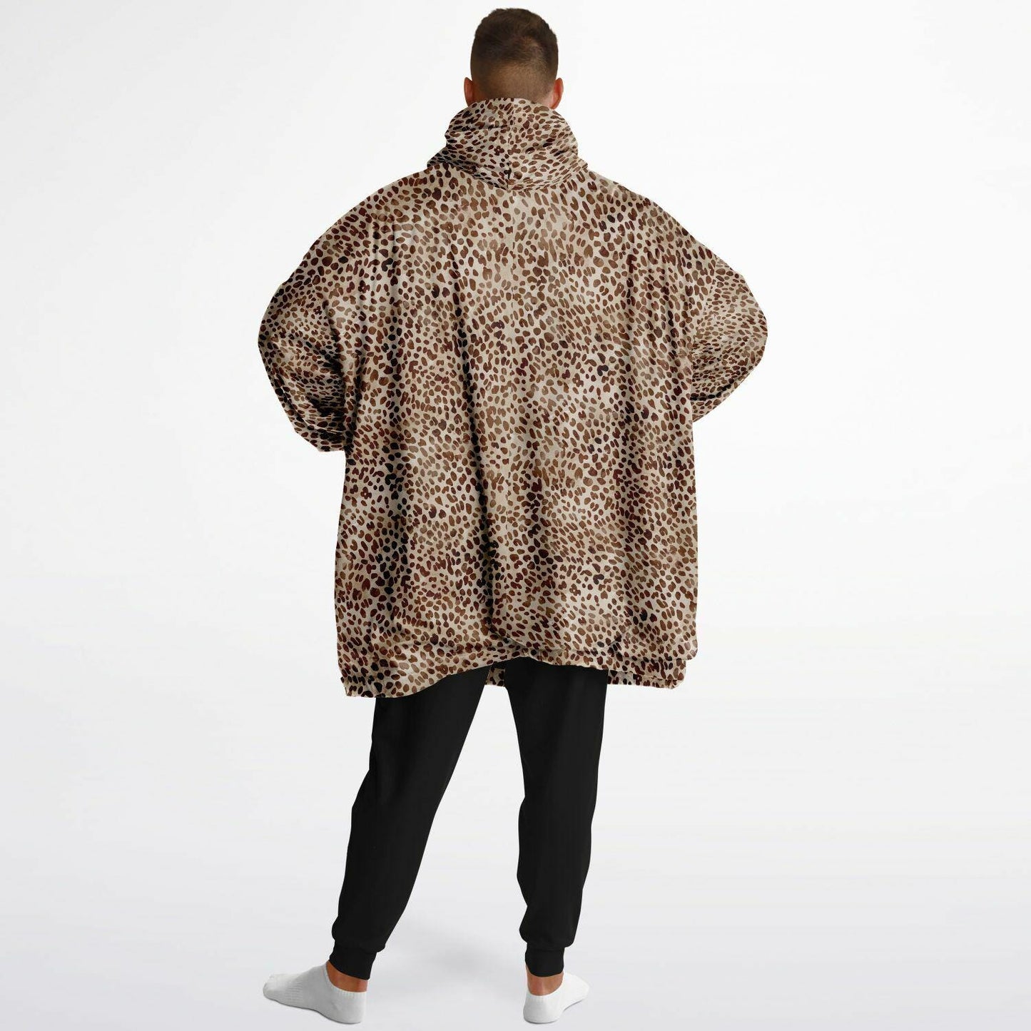 Unisex Cute Leopard Print Snug Hoodie,Printed Hooded Blanket with Sleeves, Lounge Wear, All Over Print Hoodie, Birthday Gift,Christmas Gifts