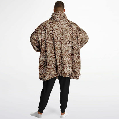 Unisex Cute Leopard Print Snug Hoodie,Printed Hooded Blanket with Sleeves, Lounge Wear, All Over Print Hoodie, Birthday Gift,Christmas Gifts