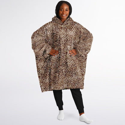 Unisex Cute Leopard Print Snug Hoodie,Printed Hooded Blanket with Sleeves, Lounge Wear, All Over Print Hoodie, Birthday Gift,Christmas Gifts