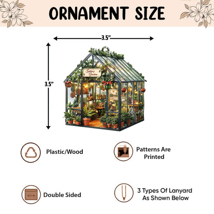 Personalized Garden 2D Flat Ornament, Greenhouse Rearview Mirror Car Accessories, Garden House Christmas Ornament, Plant Lover Gifts