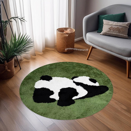 Sleeping Panda Rug, Decorative Panda Rug, Tufted Look Rug, Rugs for Living Room, Non Slip Rug, Home Decor Carpet, Gift for Housewarming
