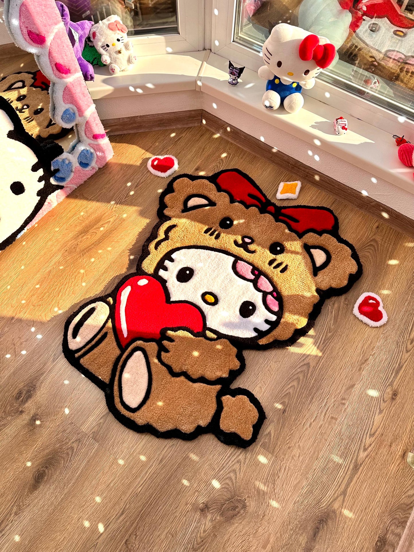 3D Fluffy Bear Hug Rug – Custom 3D Tufted Carpet, Puffy Handmade Rug, Cute Kawaii Gift, Fluffy Bedroom Floor Mat for Girls Room