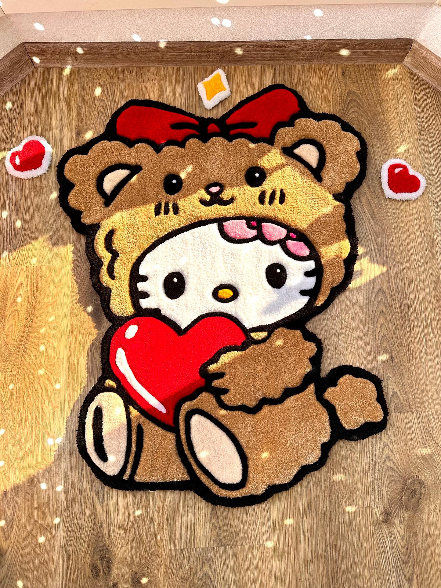 3D Fluffy Bear Hug Rug – Custom 3D Tufted Carpet, Puffy Handmade Rug, Cute Kawaii Gift, Fluffy Bedroom Floor Mat for Girls Room