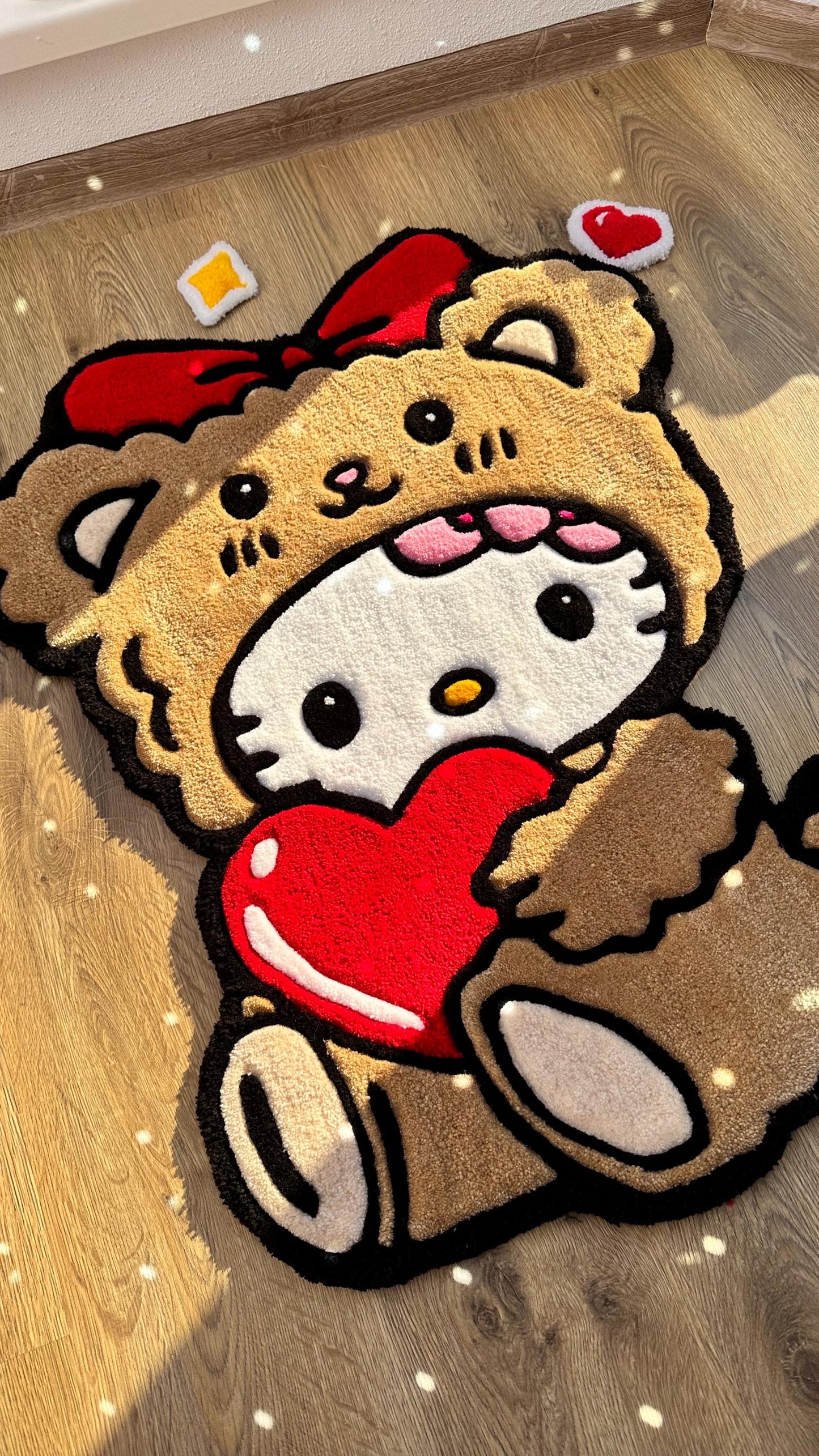 3D Fluffy Bear Hug Rug – Custom 3D Tufted Carpet, Puffy Handmade Rug, Cute Kawaii Gift, Fluffy Bedroom Floor Mat for Girls Room