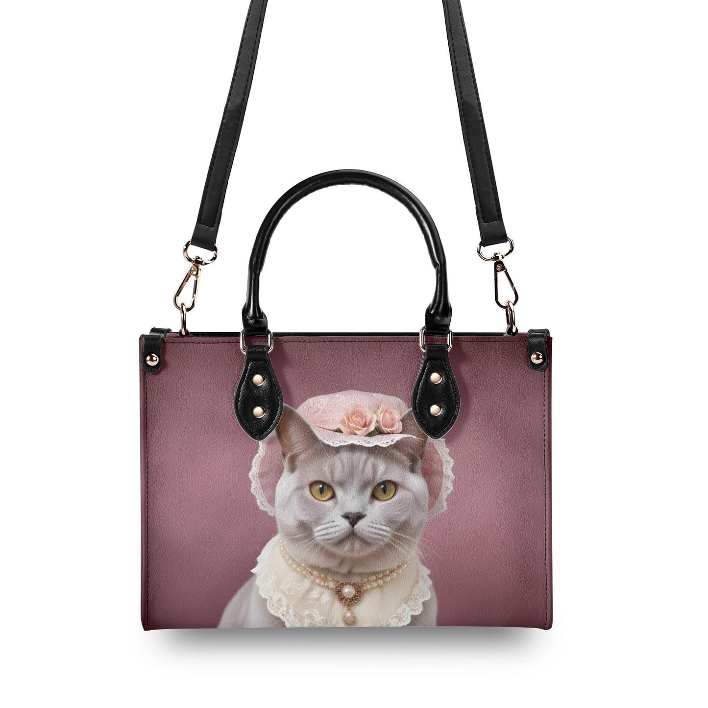 Victorian Lady Cat Bag Cute Crossbody Bag Unique Purse Cute Purse, Luxury Bag Vegan Leather Bags Printed Designer Bag