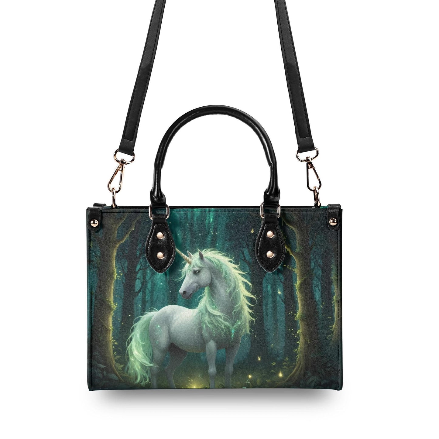 Forest Guardian Unicorn Crossbody Bag - Mystical Vegan Leather Designer Purse, Unique Gift for Women