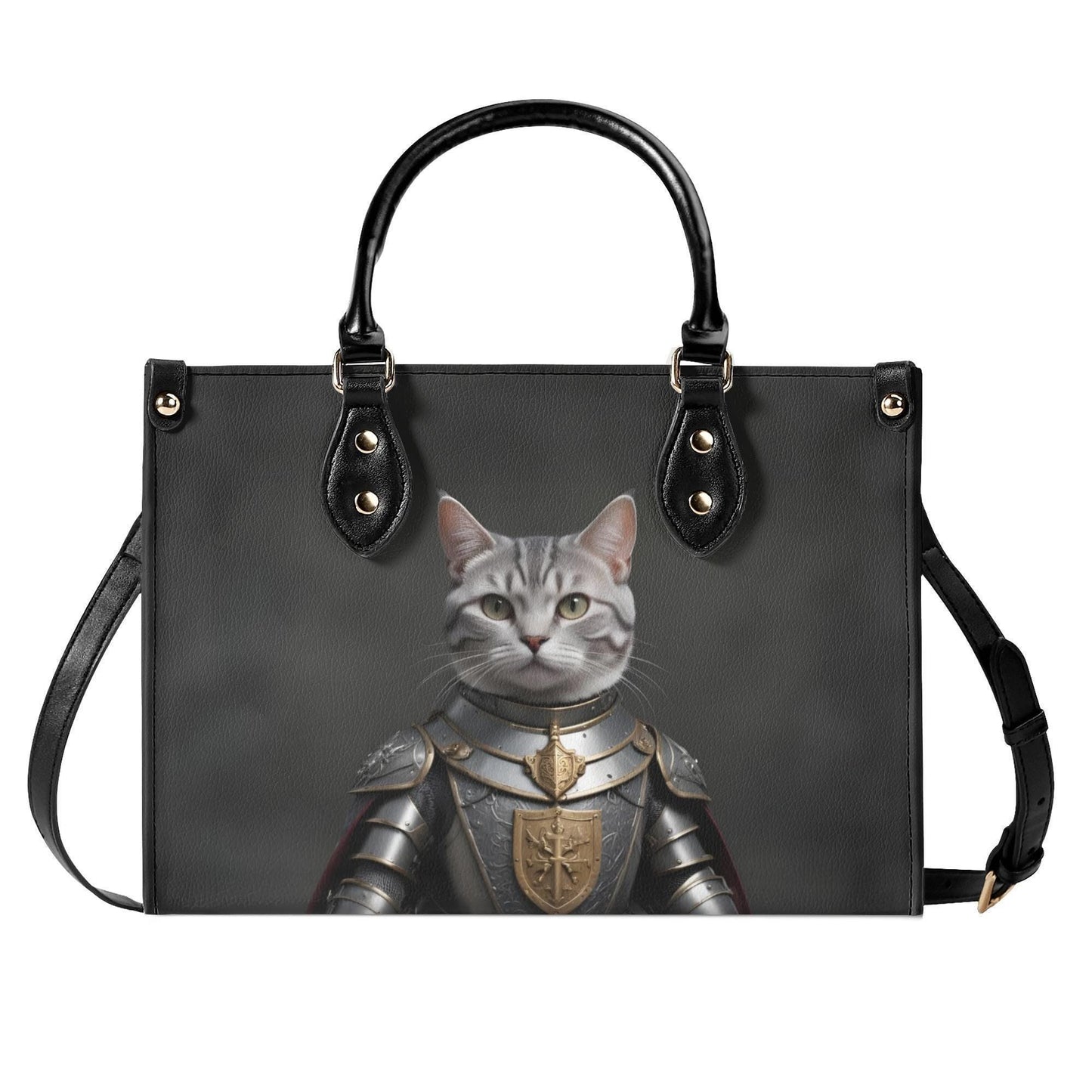 Knighted Templar Cat Bag Cute Crossbody Bag Unique Purse Cute Purse, Luxury Bag Vegan Leather Bags Printed Designer Bag