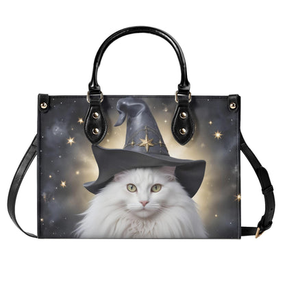 Celestial Witch Cat Crossbody Bag - Mystical Designer Purse, Vegan Leather Gift for Women