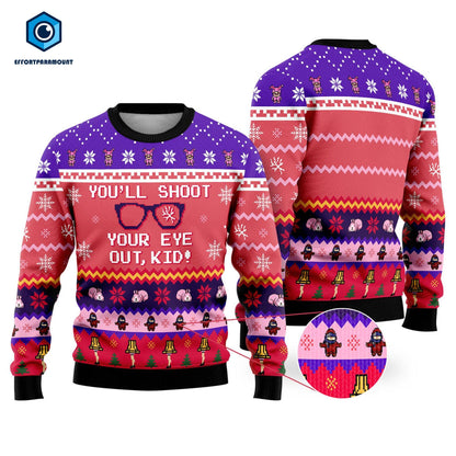 You'll Shoot Your Eye Out Ugly Sweater, Ralphie Foot Lamp Shirt, Christmas Story Ugly Christmas Sweater