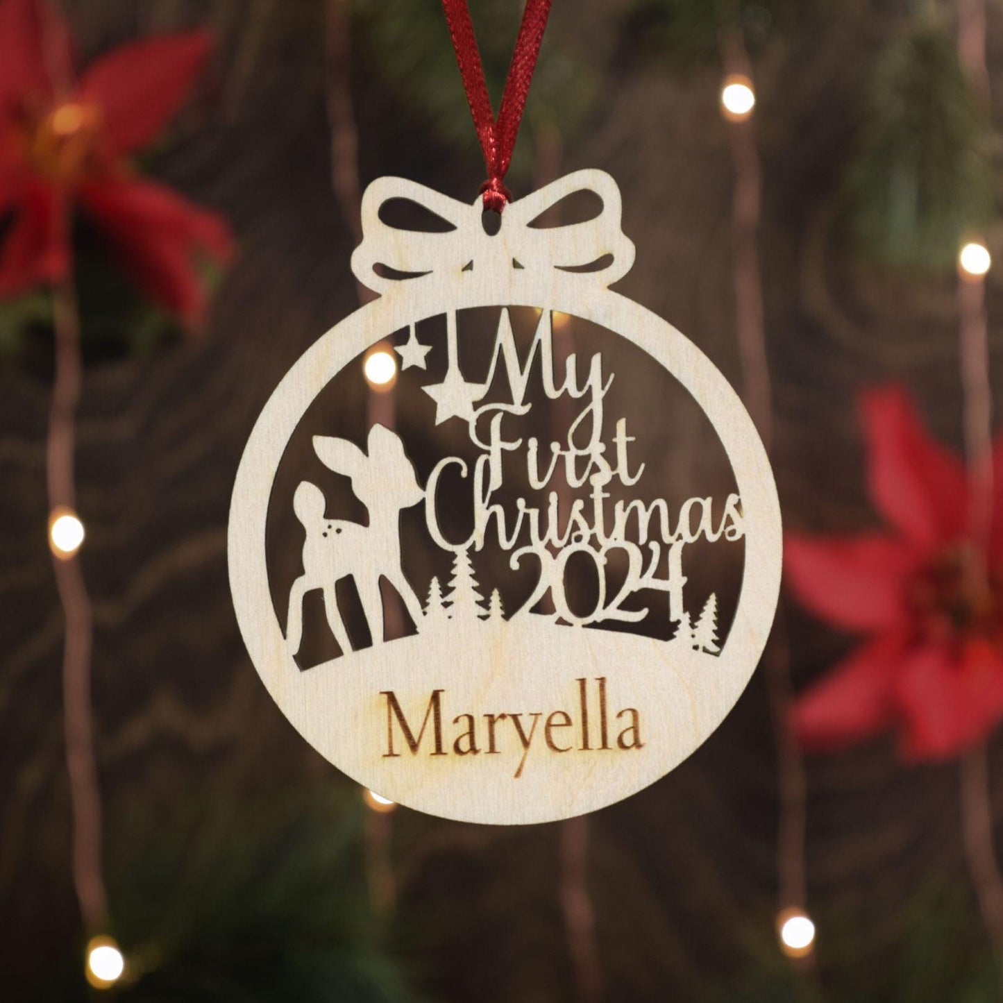 Baby's First Christmas Personalized Ornament | Custom Fawn Ornament for Newborn | Personalized Ornaments | Gifts for Kids
