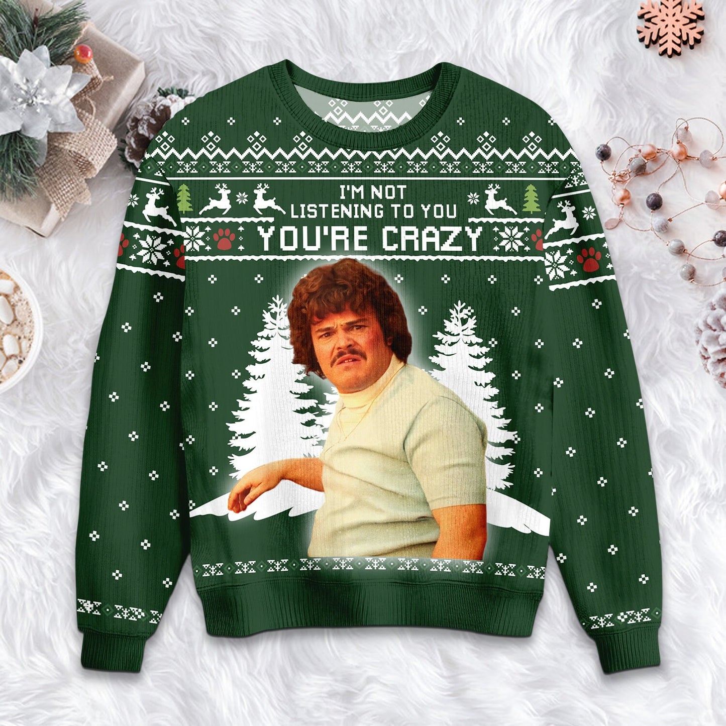 I'm Not Listening To You Ugly Christmas Sweater: Retro Movie Quote Unisex Sweatshirt