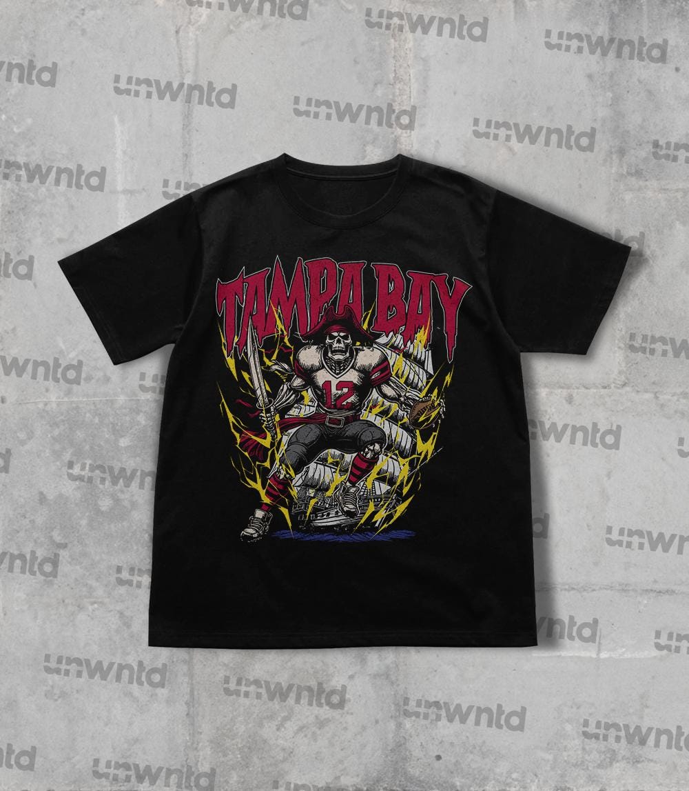 Tampa Bay Football Shirt - Graphic Tees - Skeleton Shirt - Merch Tee - Gift Shirt - Bootleg Shirt - Skeleton Football Shirt - Buccaneers