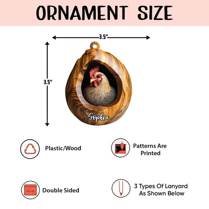 Personalized Chicken 2D Flat Ornament, Custom Farmhouse Christmas Tree Ornament, Farm Christmas Home Decor, Xmas Gift for Farmer