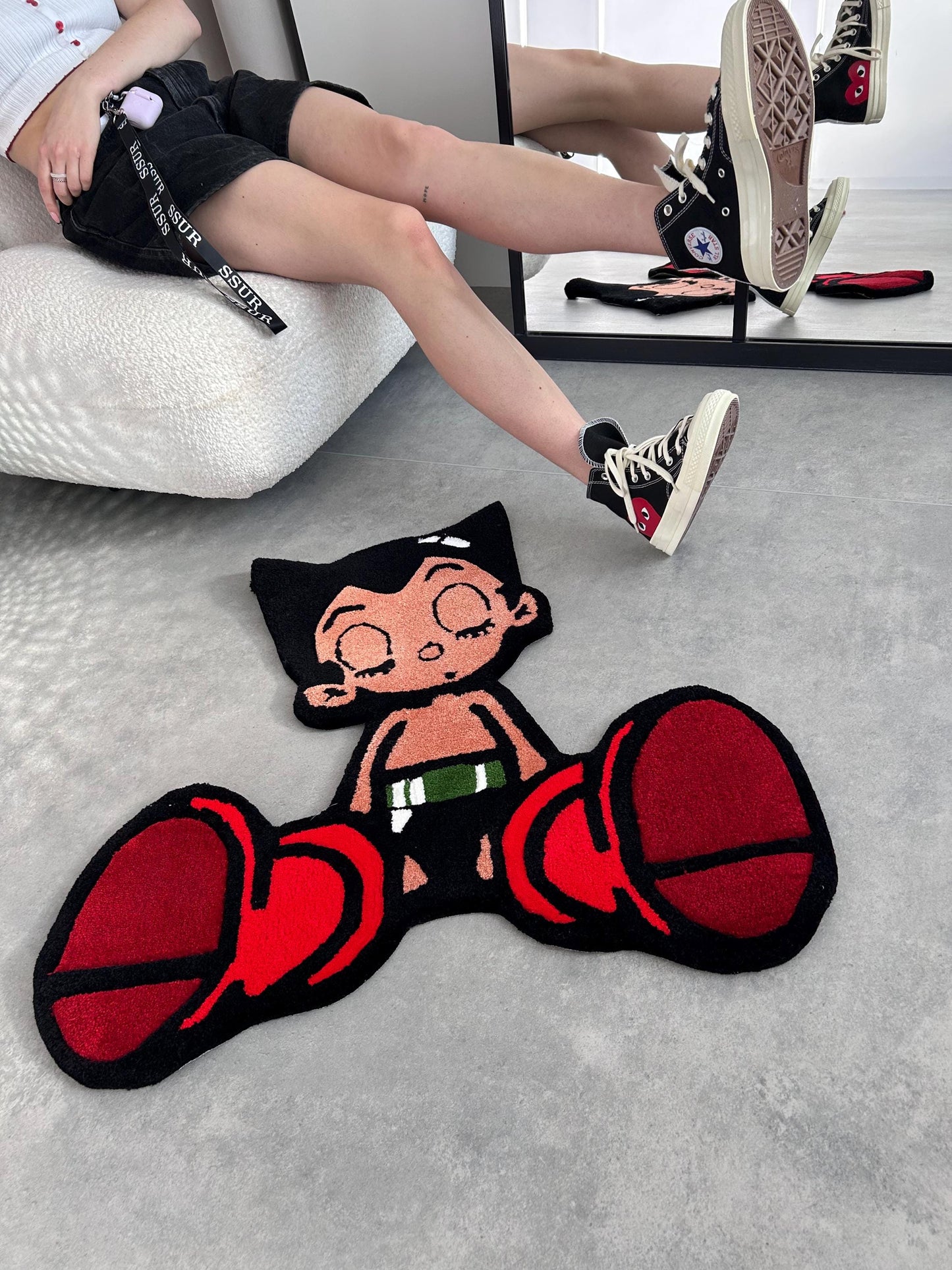 Astro Boy Rug: Handmade Anime Character Home Decor
