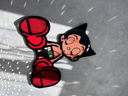 Astro Boy Rug: Handmade Anime Character Home Decor