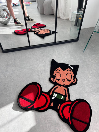Astro Boy Rug: Handmade Anime Character Home Decor