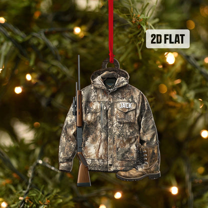 Personalized Hunting 2D Flat Ornament, Custom Hunting Christmas Tree Ornament, Hunting Vest  Christmas Decor, Gift for Hunter, Dad, Husband