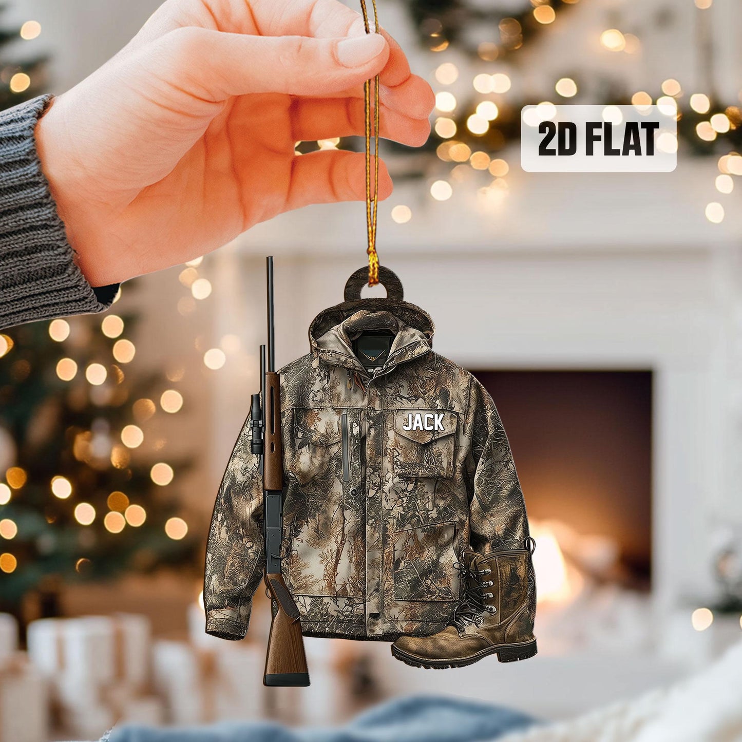 Personalized Hunting 2D Flat Ornament, Custom Hunting Christmas Tree Ornament, Hunting Vest  Christmas Decor, Gift for Hunter, Dad, Husband