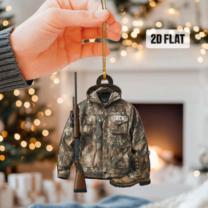 Personalized Hunting 2D Flat Ornament, Custom Hunting Christmas Tree Ornament, Hunting Vest  Christmas Decor, Gift for Hunter, Dad, Husband
