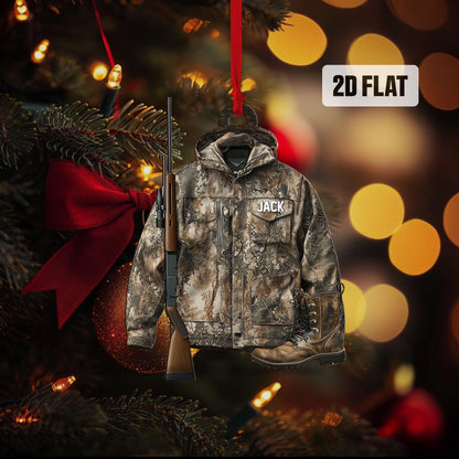 Personalized Hunting 2D Flat Ornament, Custom Hunting Christmas Tree Ornament, Hunting Vest  Christmas Decor, Gift for Hunter, Dad, Husband