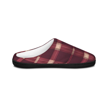 Women'sslipper Holiday Giftful Ideas Plaid Slippers Women's House Shoes  Indoor Footwear HolidayGift WinterCozy HouseShoes Burgundy Gold