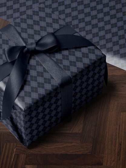 Blue Argyle Gift Wrap Paper Blue Plaid Wrapping Paper Pattern Father Day Gift Wrap for Boy Birthday Gift Wrap Traditional Gift Wrap Blue