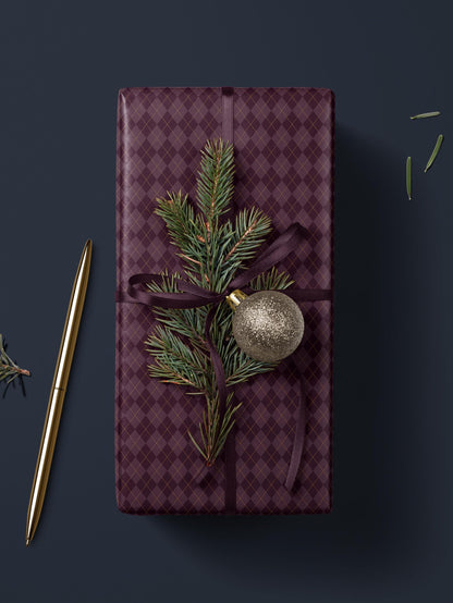 Argyle Purple Wrapping Paper Birthday Purple Plaid Gift Wrap Mom Anniversary Gift for Her Vintage Wrapping Paper Craft Decoupage Paper