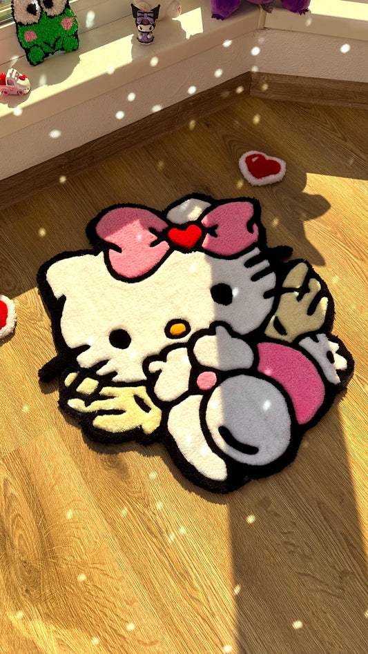 Angel Pink Tufting Rug – Custom Tufted Fluffy Carpet, Handmade Decor for Girls Room, Kawaii Cloud Rug, Cute Gift Idea for Her