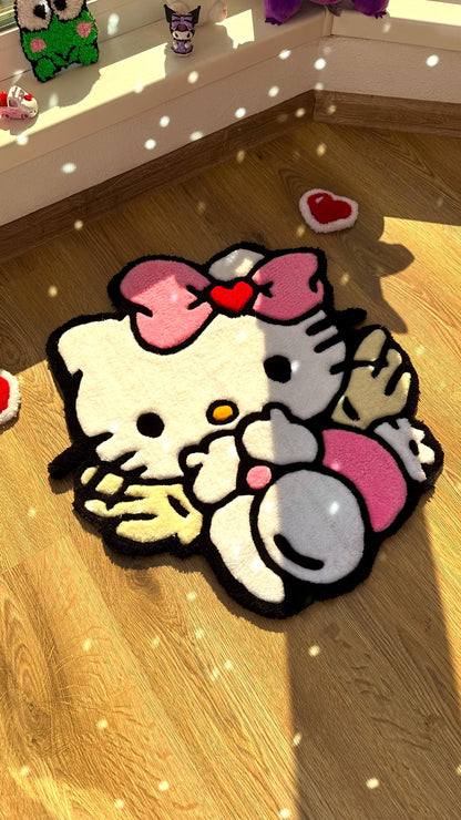 Angel Pink Tufting Rug – Custom Tufted Fluffy Carpet, Handmade Decor for Girls Room, Kawaii Cloud Rug, Cute Gift Idea for Her