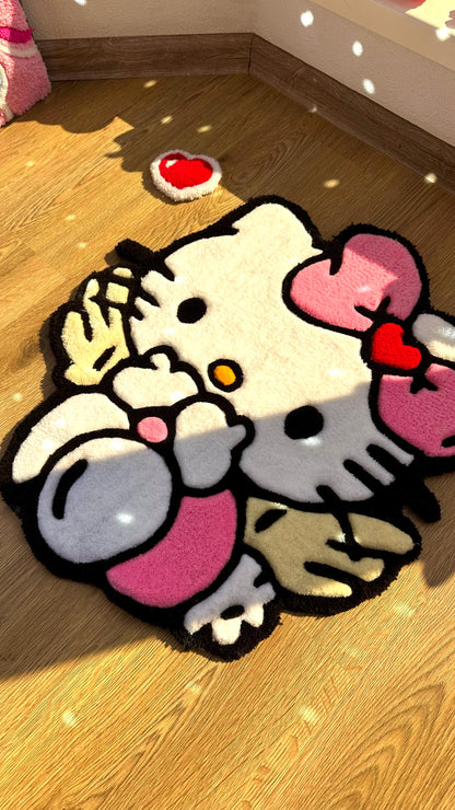 Angel Pink Tufting Rug – Custom Tufted Fluffy Carpet, Handmade Decor for Girls Room, Kawaii Cloud Rug, Cute Gift Idea for Her