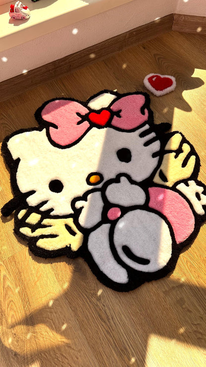 Angel Pink Tufting Rug – Custom Tufted Fluffy Carpet, Handmade Decor for Girls Room, Kawaii Cloud Rug, Cute Gift Idea for Her