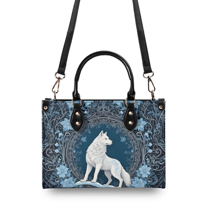 White Wolf Crossbody Bag - Mystical Vegan Leather Purse, Unique Nature-Inspired Gift for Women