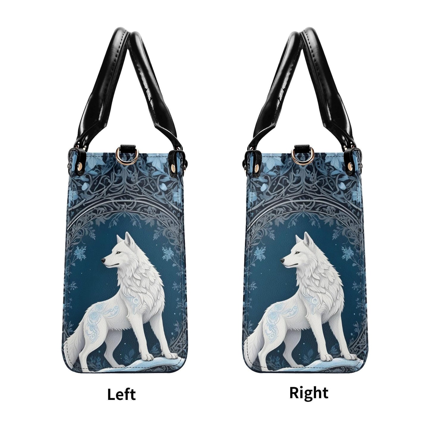 White Wolf Crossbody Bag - Mystical Vegan Leather Purse, Unique Nature-Inspired Gift for Women