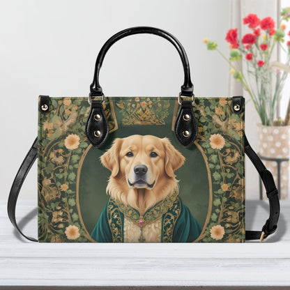 Noble Golden Retriever in Velvet Robe - Art Nouveau Regal Dog Portrait Bag Cute Crossbody Bag Unique Purse Cute Purse, Luxury Bag