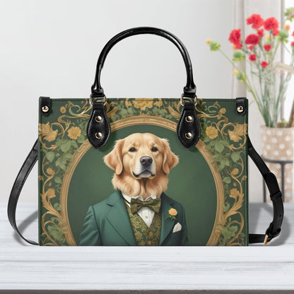 Golden Retriever in Gentleman’s Suit Crossbody Bag - Unique Vegan Leather Purse, Luxury Gift for Dog Lovers