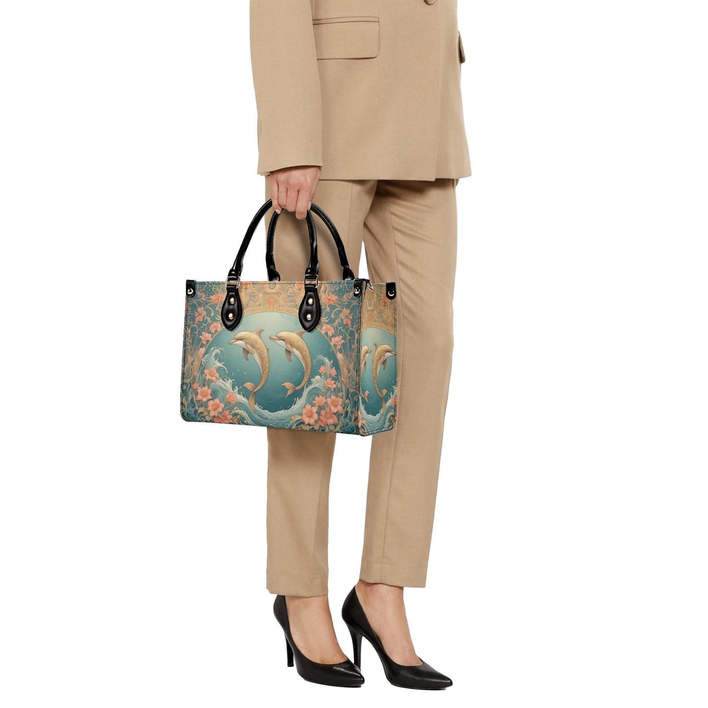 Dolphins in Art Nouveau Style Bag Cute Crossbody Bag Unique Purse Cute Purse, Luxury Bag Vegan Leather Bags Printed Designer Bag