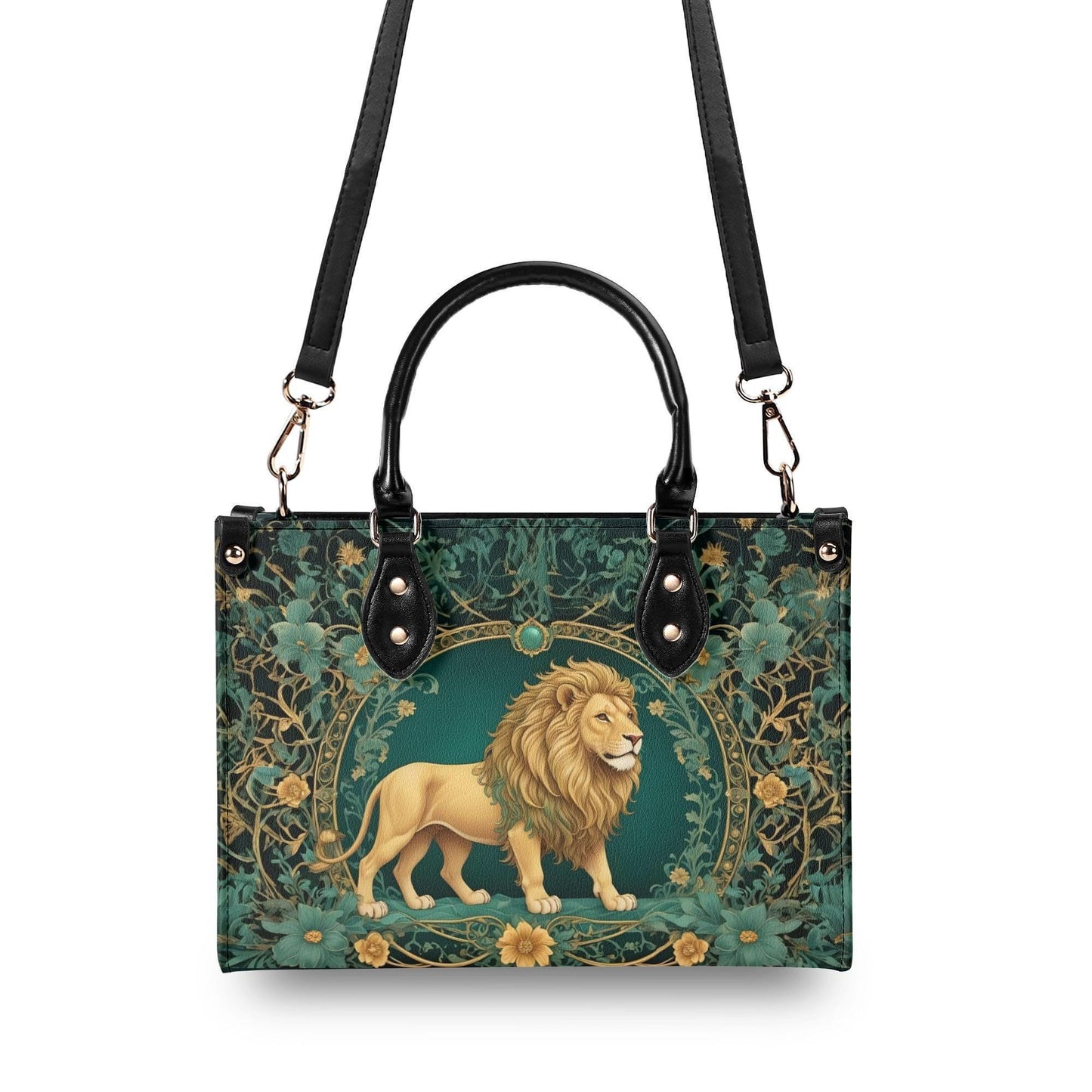 Majestic Golden Lion Crossbody Bag - Nature-Inspired Vegan Leather Designer Purse, Unique Gift for Women