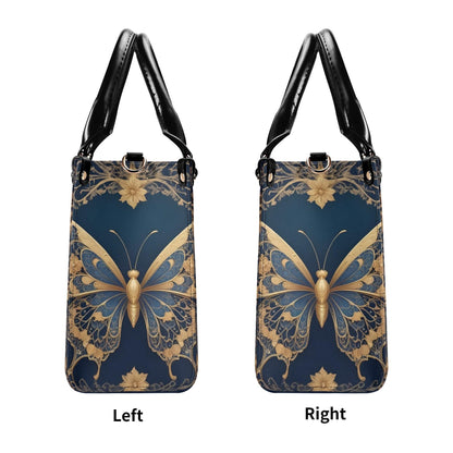Golden Art Nouveau Butterfly Crossbody Bag - Nature-Inspired Vegan Leather Designer Purse, Unique Gift for Women