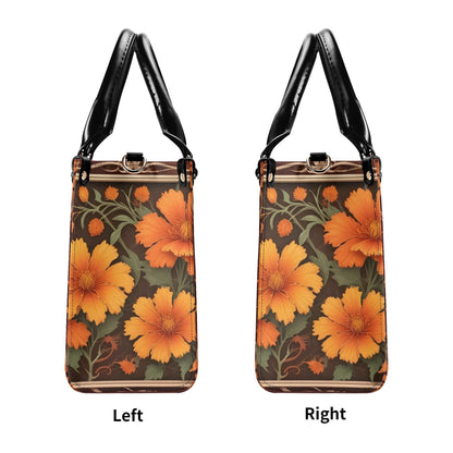 Autumn Maple Leaves and Marigolds Crossbody Bag - Nature-Inspired Vegan Leather Purse, Unique Gift for Women