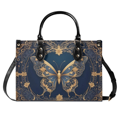 Golden Art Nouveau Butterfly Crossbody Bag - Nature-Inspired Vegan Leather Designer Purse, Unique Gift for Women