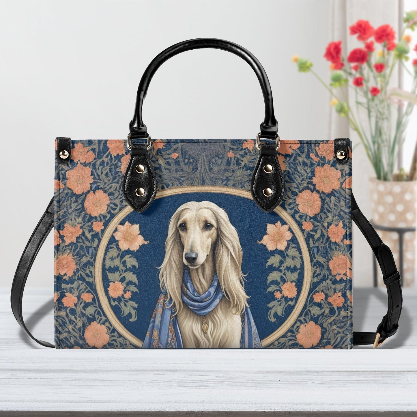 Afghan Hound in Silk Scarf Crossbody Bag - Elegant Designer Purse, Unique Dog Lover Gift