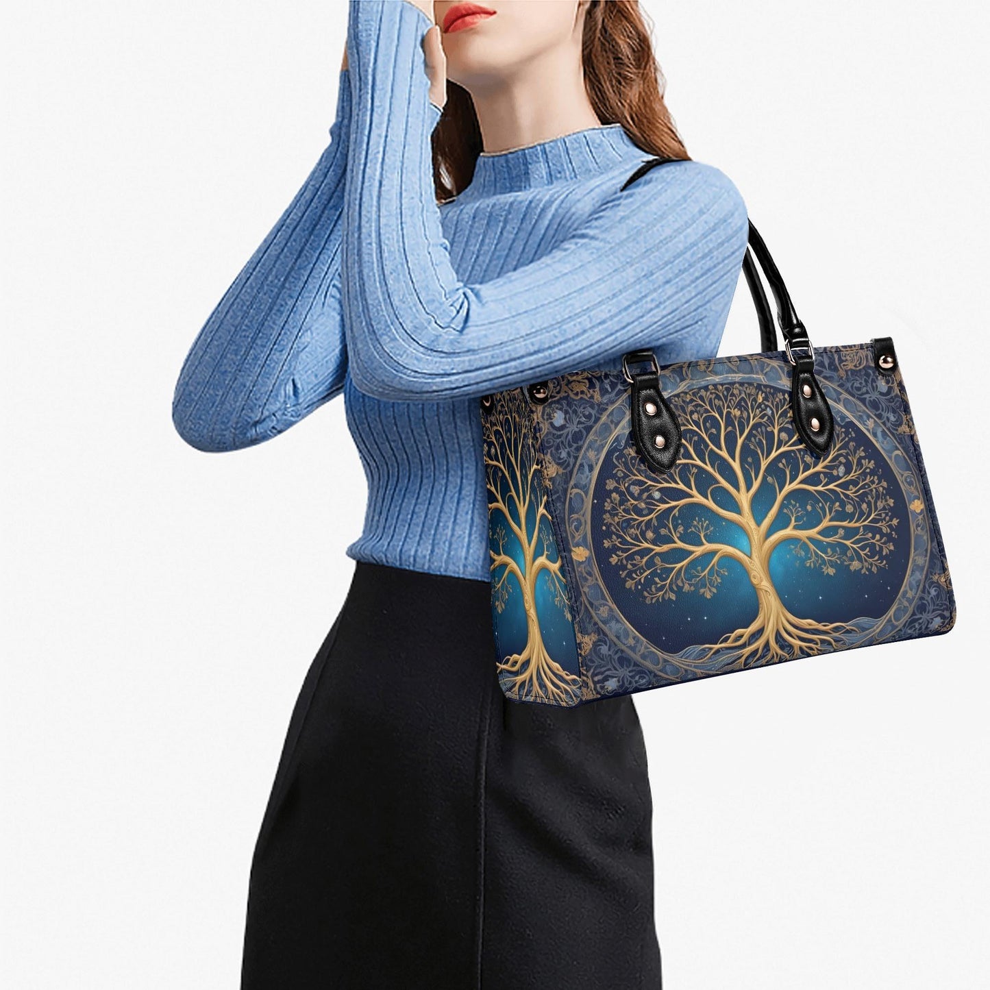Cosmic Tree of Life Crossbody Bag - Mystical Art Nouveau Vegan Leather Purse, Unique Gift for Women