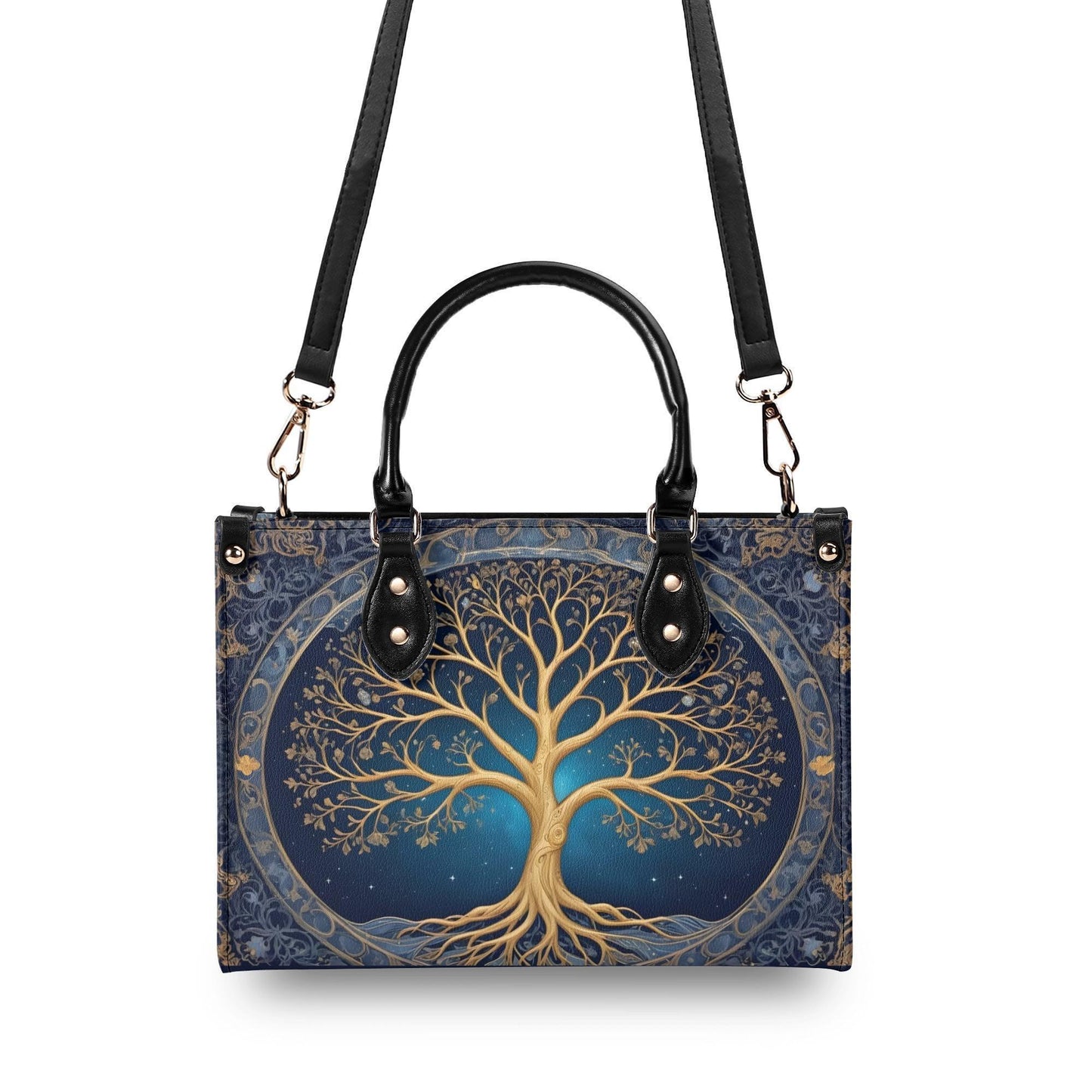 Cosmic Tree of Life Crossbody Bag - Mystical Art Nouveau Vegan Leather Purse, Unique Gift for Women
