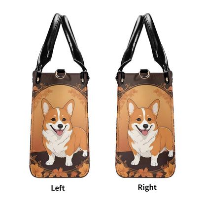 Elegant Corgi Crossbody Bag in Autumn Tones - Vegan Leather Purse, Unique Gift for Dog Lovers